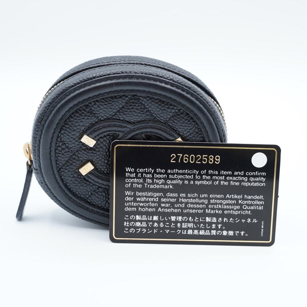 Chanel Black Quilted Caviar Leather Filigree Round Zip Coin Purse - Picture 2 of 7